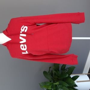 Red hooded Levi's sweatshirt